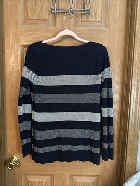 STITCH FIX Market & Spruce Navy and White Striped Knit Sweater